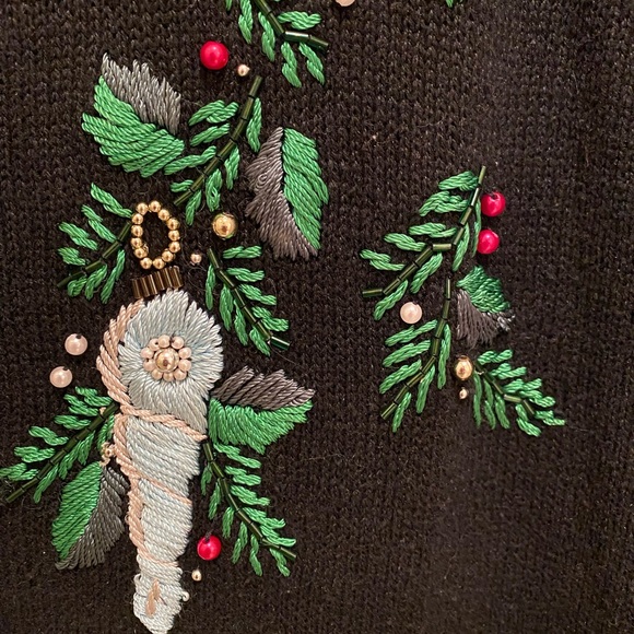 Vintage Christmas cardigan sweater BP Design Grandma Ugly Sweater Holiday beaded - Picture 7 of 16